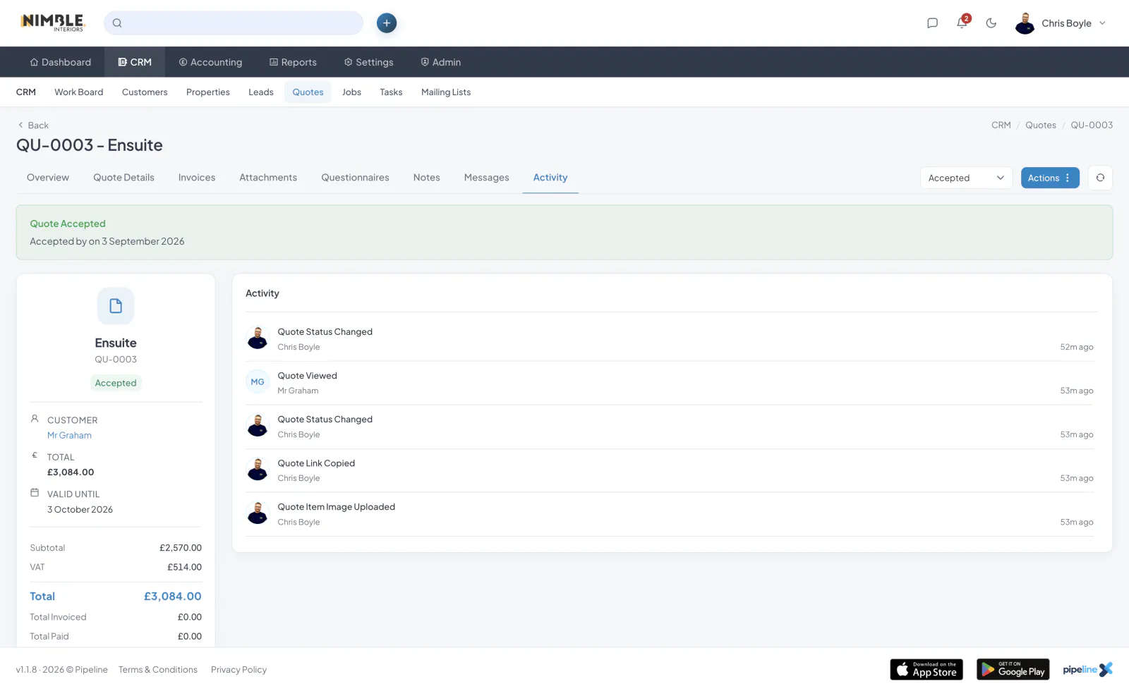 Record Activity Timelines screenshot