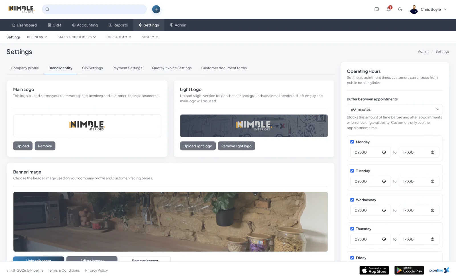 Company Profile and Branding screenshot