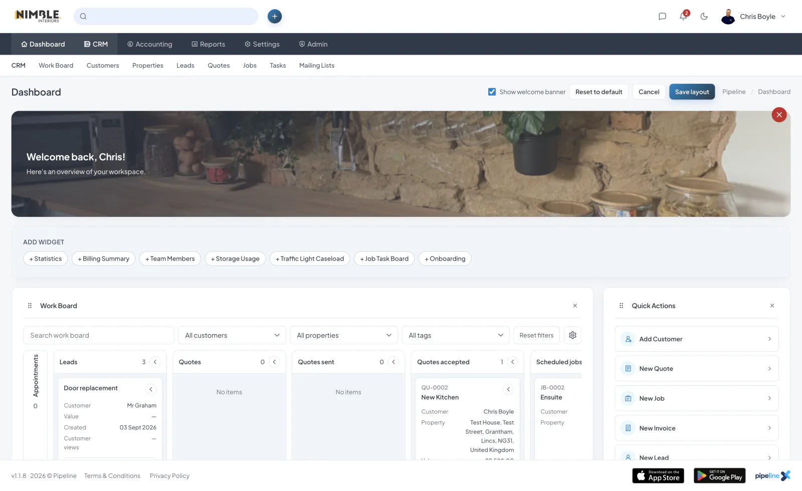 Customising Your Dashboard screenshot