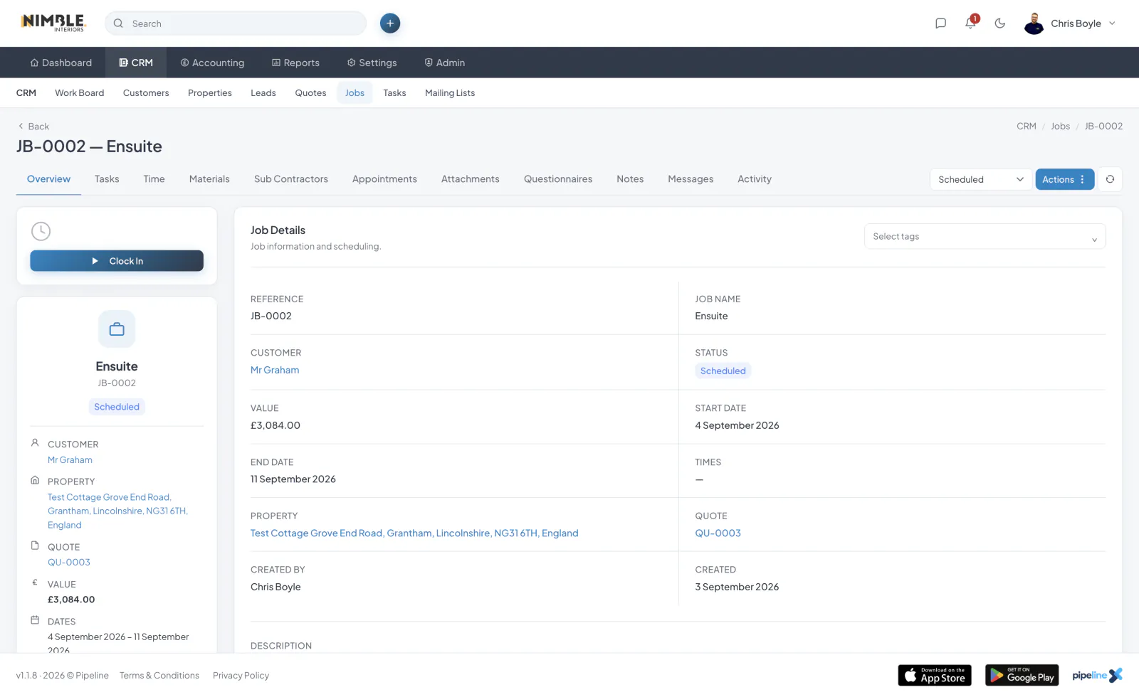 Job detail page
