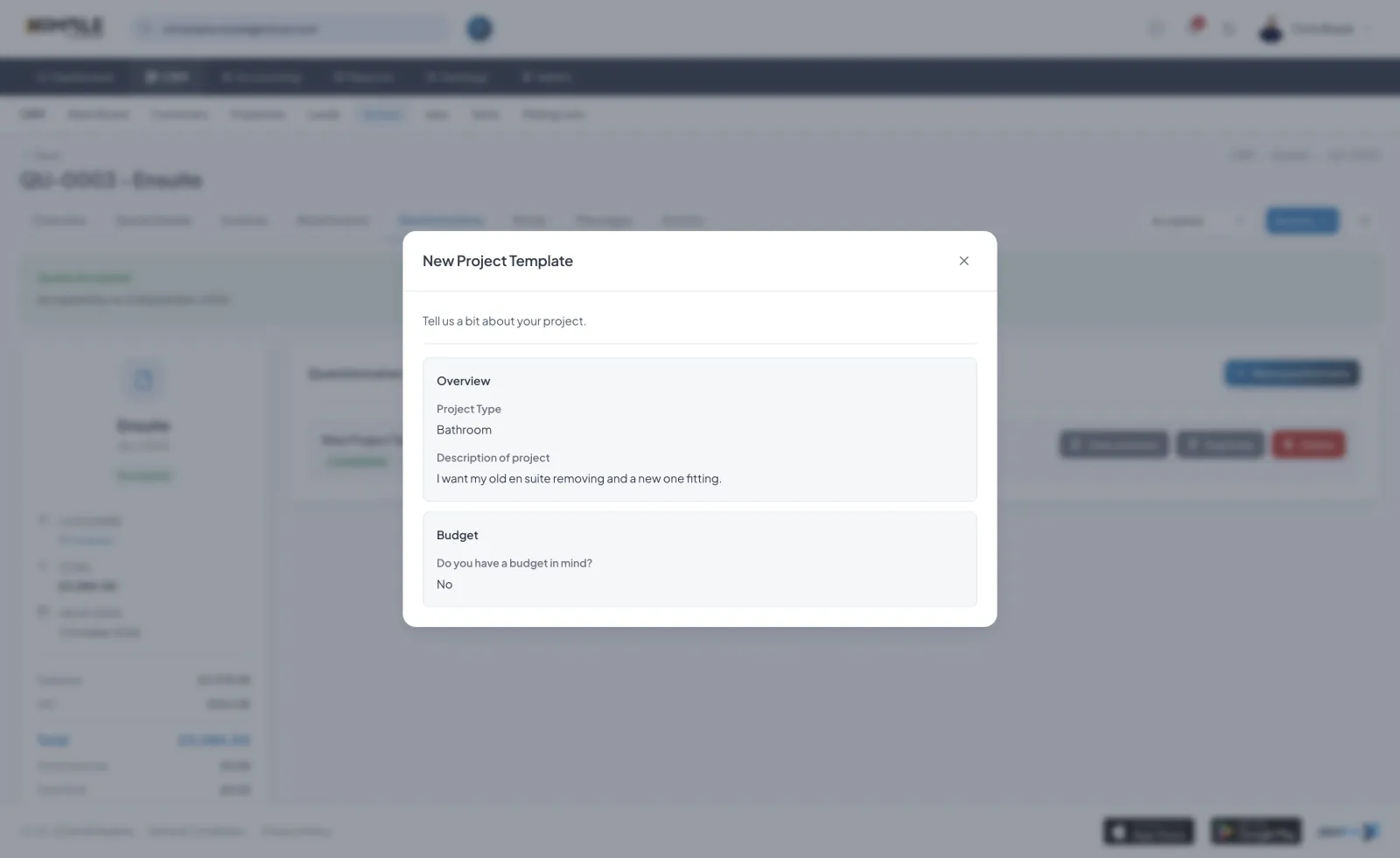 Sending and Reviewing Questionnaires screenshot