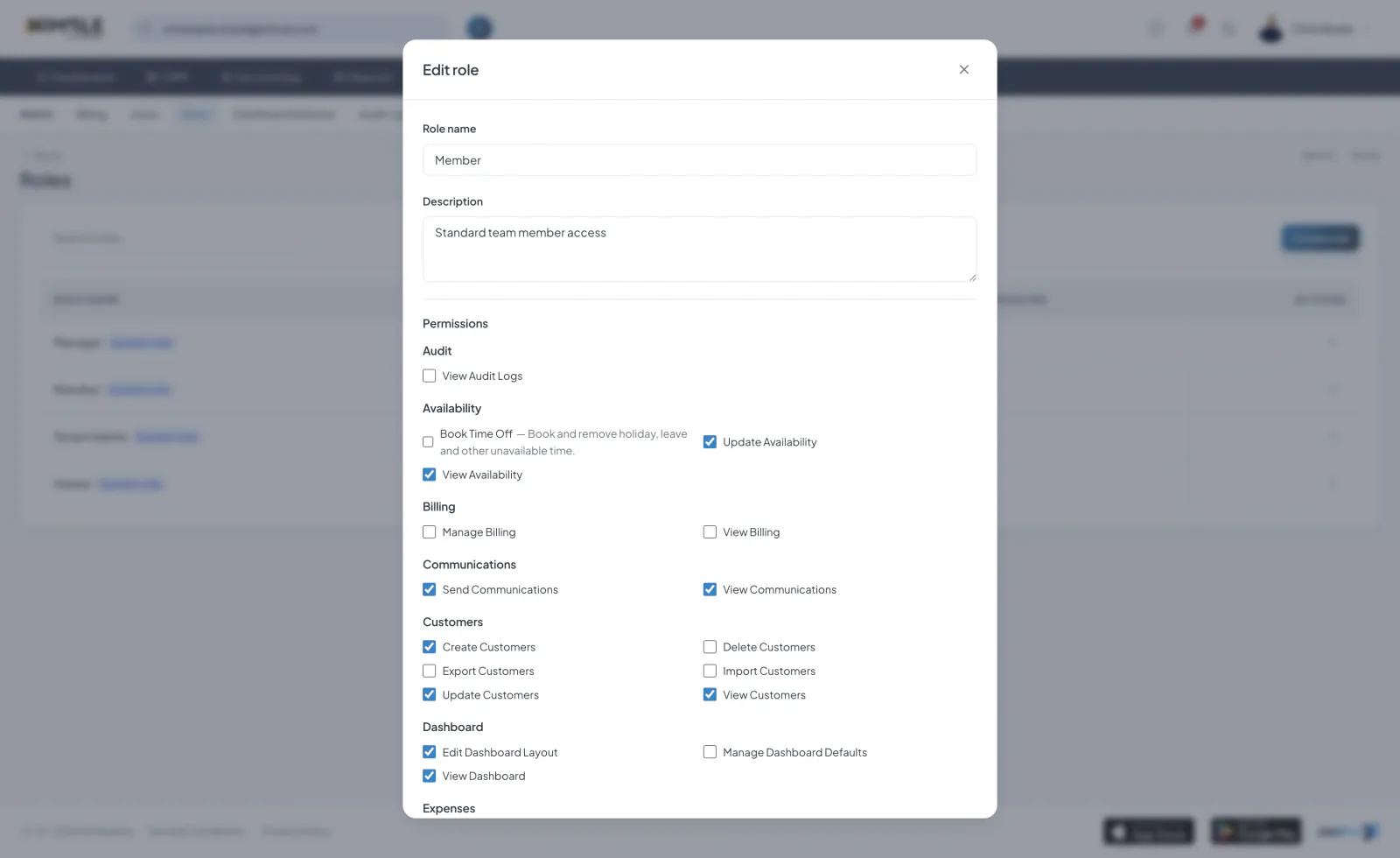 Roles & permissions settings