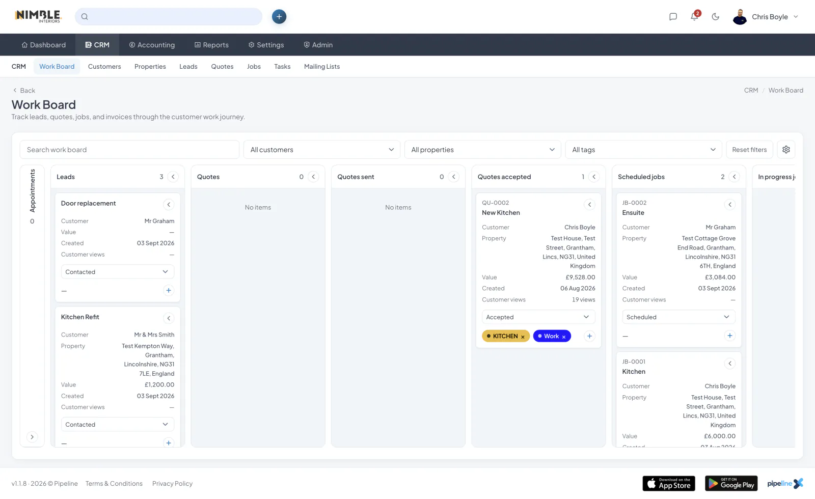 The Work Board screenshot